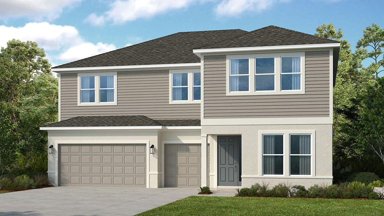 Representative exterior photo of a completed home built from the Key West by Taylor Morrison in Sunbridge, Orlando, FL (Image 2). Representative exterior photo of a completed home built from the Key West by Taylor Morrison in Sunbridge, Orlando, FL (Image 2).