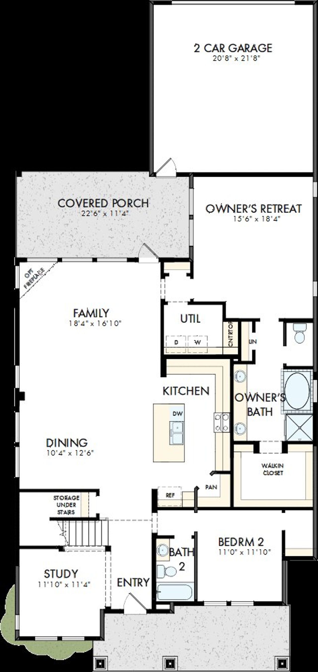 2D floor plan layout of this home in Bridgeland Central: Emerald Heights - Enclave Row Collection, Cypress, TX (Image 2).