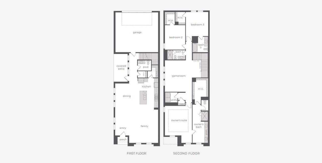 2D floor plan layout for the Calais by Normandy Homes in The Heights at Uptown, Celina, TX (Image 2).