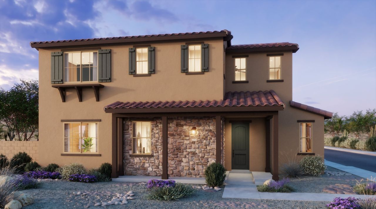 Representative exterior photo of a completed home built from the 3 by Risewell Homes in Bella Storia, Gilbert, AZ (Image 2).