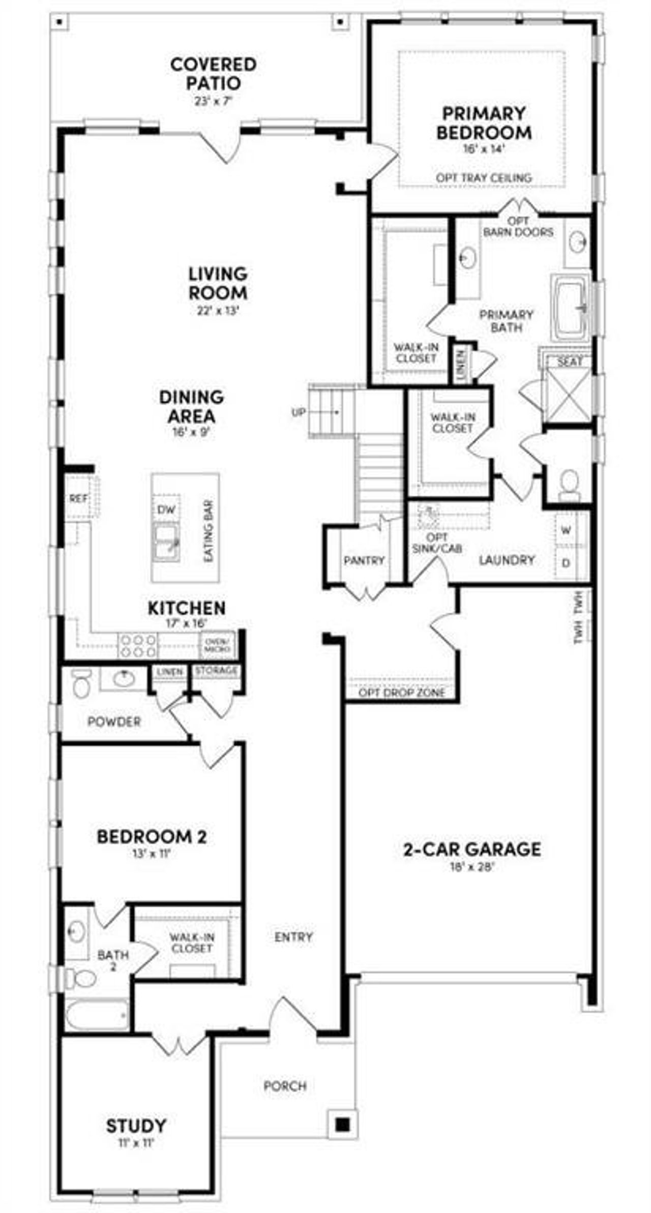 2D floor plan layout of this home in The Grove Frisco, Frisco, TX (Image 2).