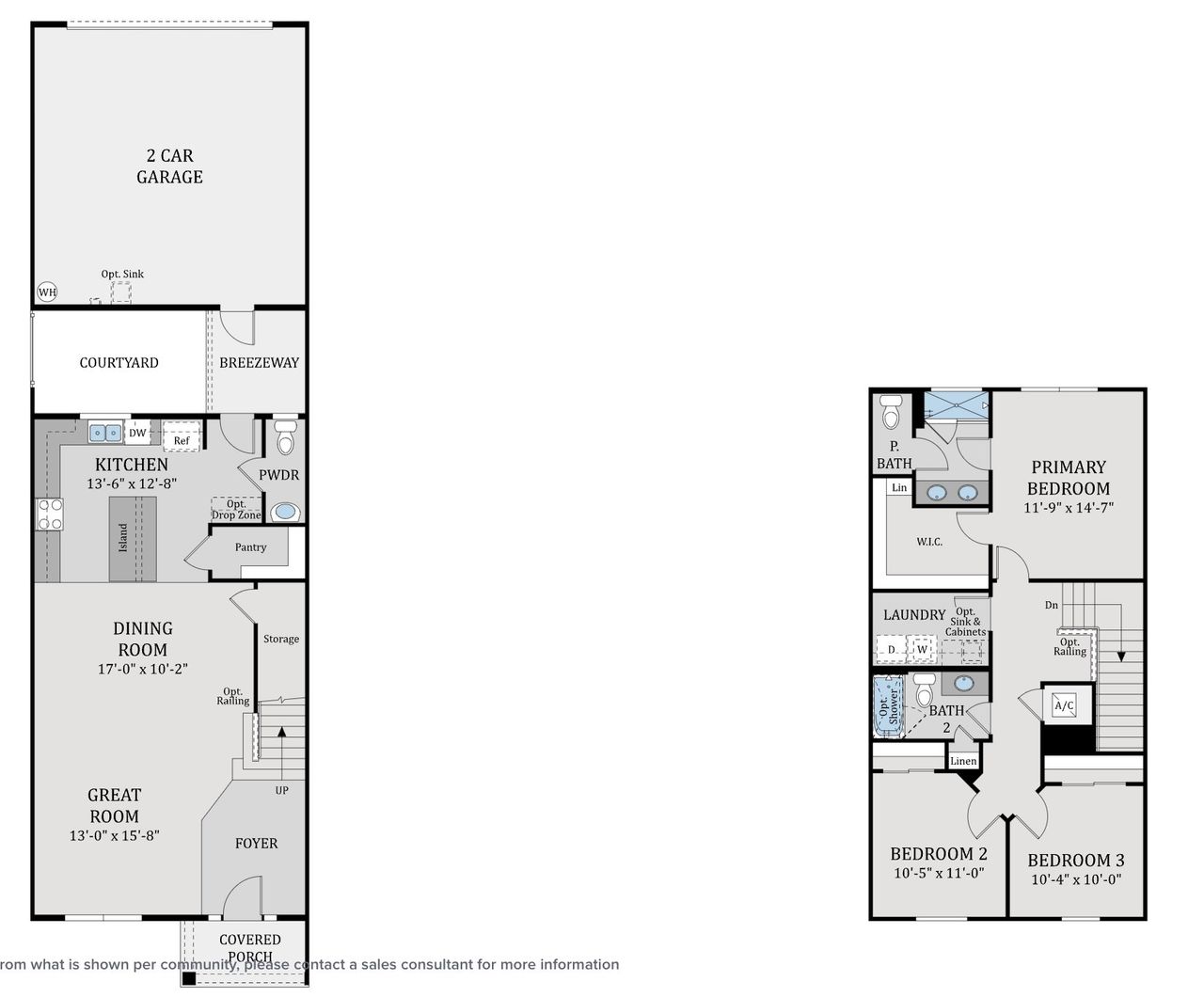 2D floor plan layout for the Primrose by Dream Finders Homes in Weslyn Park at Sunbridge (Craft Homes), St. Cloud, FL (Image 2).