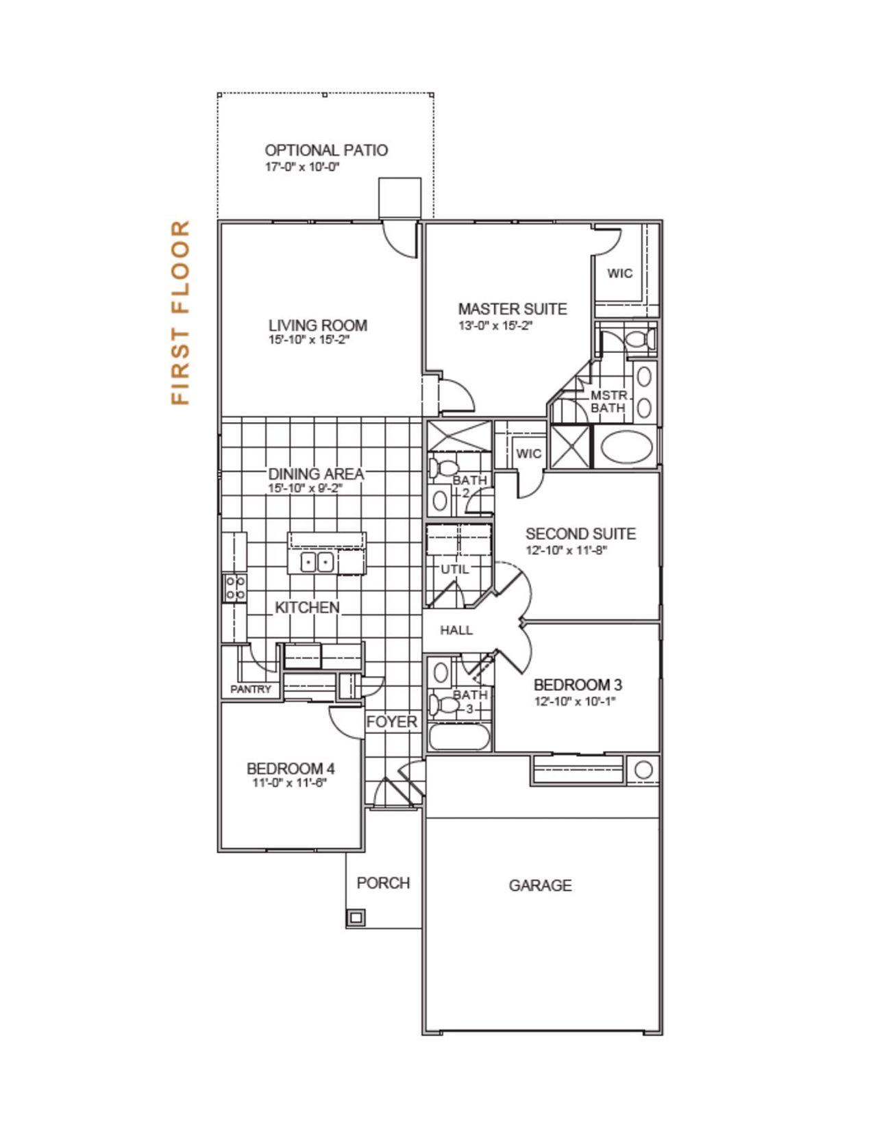 2D floor plan layout for the Ivy 599 SSC by Saratoga Homes in Crossland, El Paso, TX (Image 2).