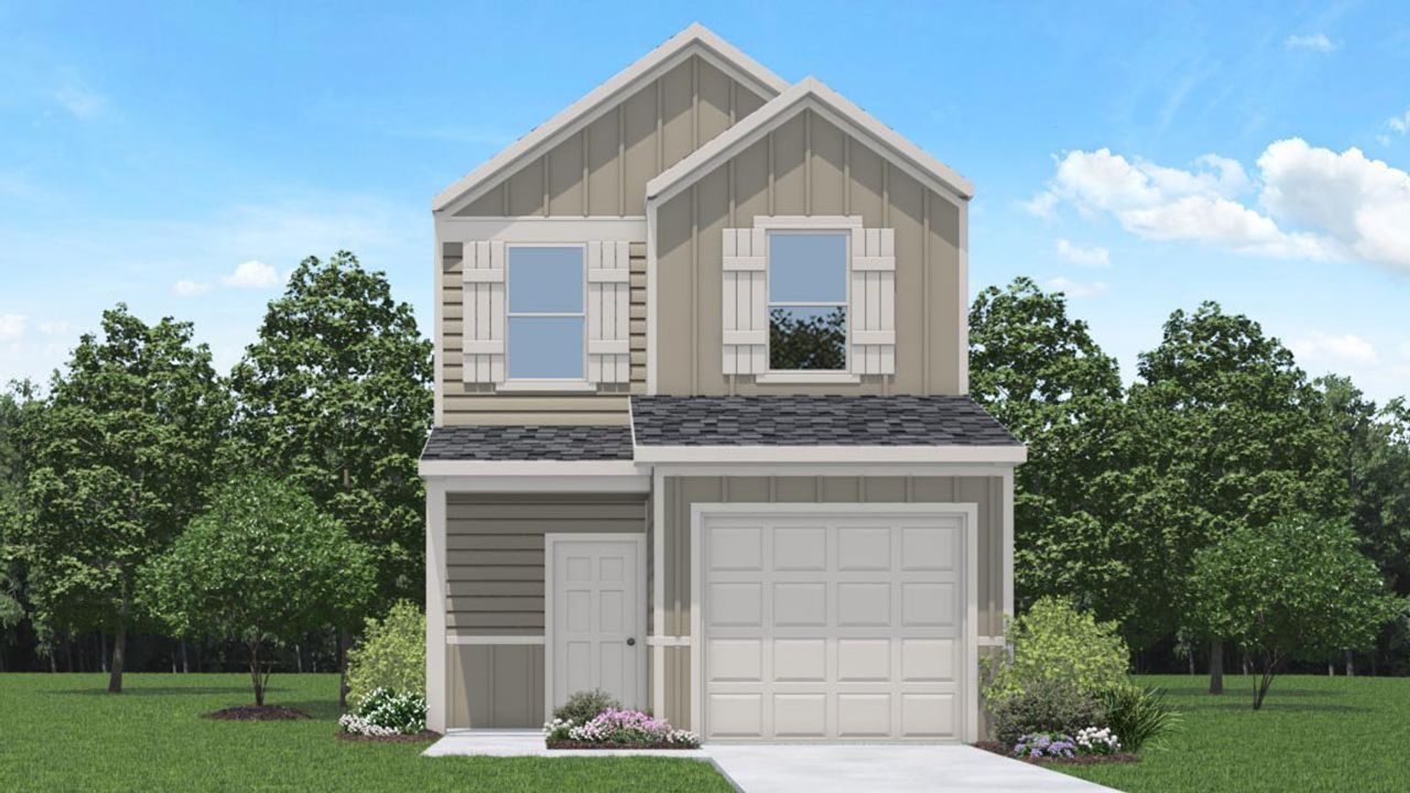 Representative exterior photo of a completed home built from the Ash by D.R. Horton in The Villas at Legacy Park, Houston, TX (Image 2). Representative exterior photo of a completed home built from the Ash by D.R. Horton in The Villas at Legacy Park, Houston, TX (Image 2).