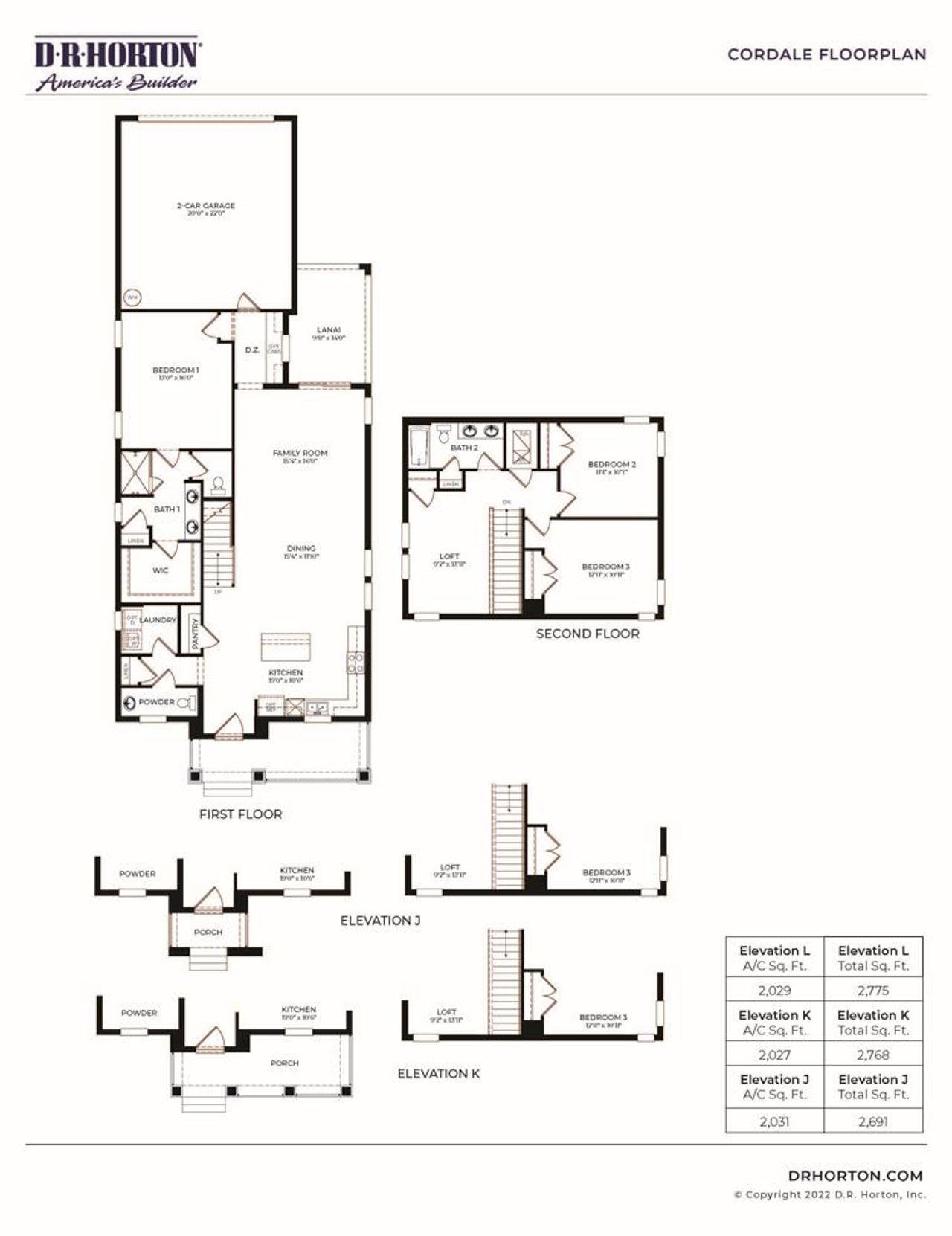 2D floor plan layout of this home in Waterleigh, Winter Garden, FL (Image 2).