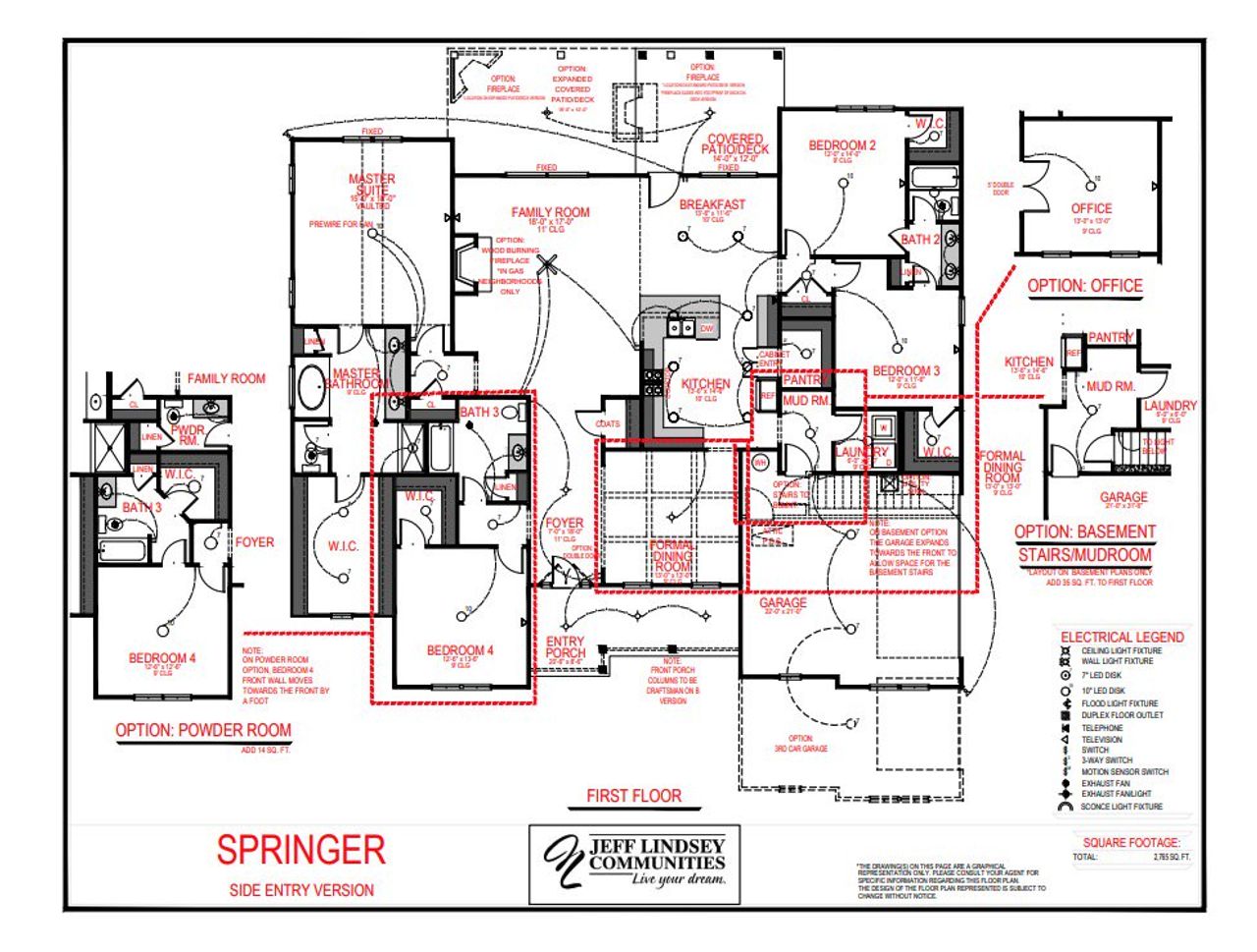 2D floor plan layout for the Springer F by Jeff Lindsey Communities in Ellerbe, Newnan, GA (Image 2).