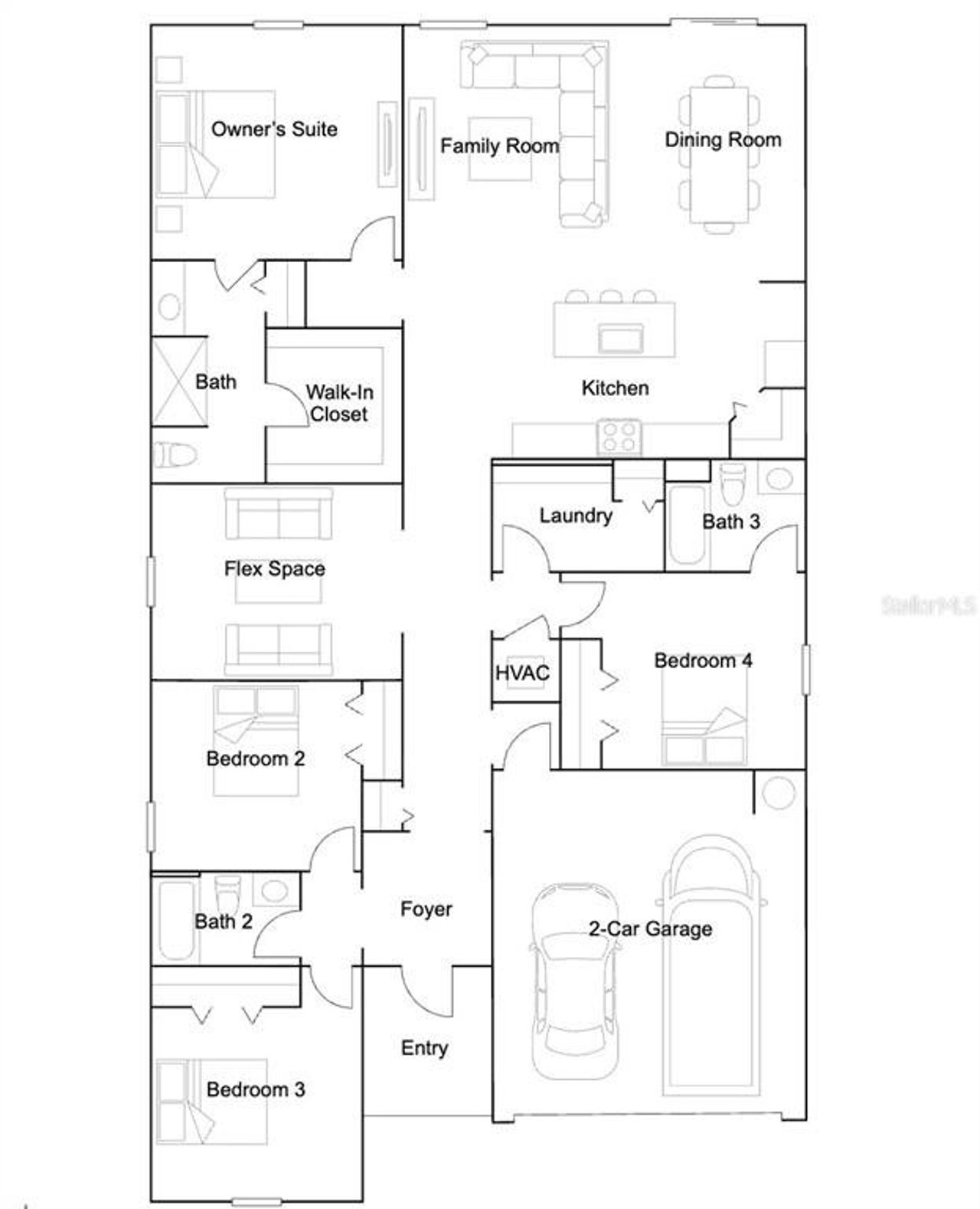 2D floor plan layout of this home in Millwood, Ocala, FL (Image 2).