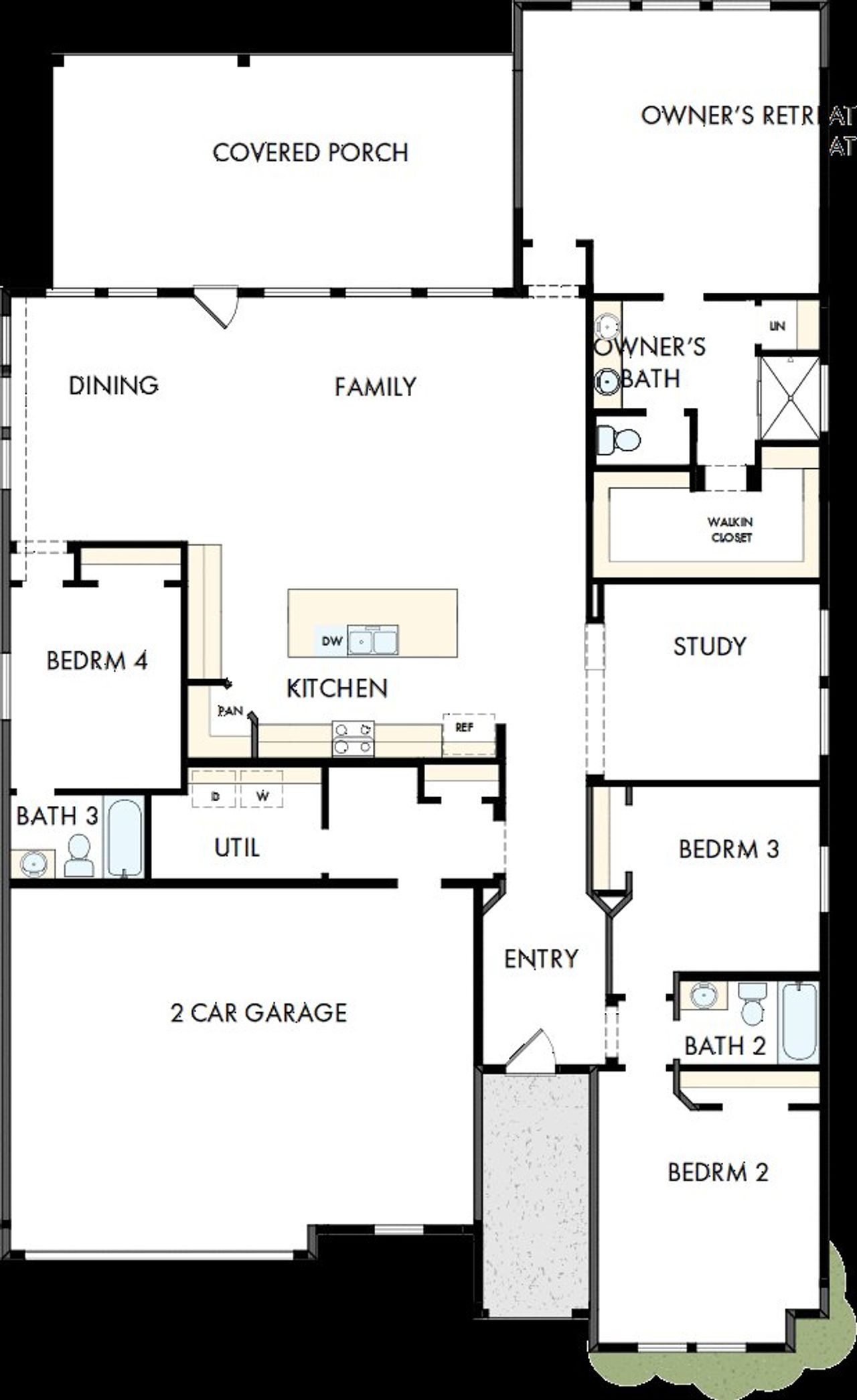 2D floor plan layout of this home in Sundance Cove Lakeside - Overlook View Collection, Crosby, TX (Image 2).