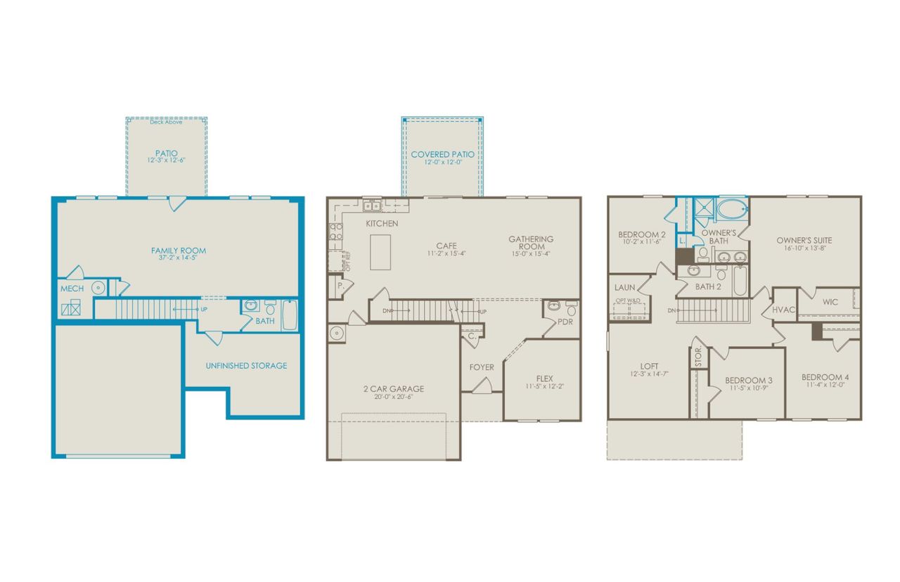 2D floor plan layout of this home in Highlands of Carter's Station, Columbia, TN (Image 2).