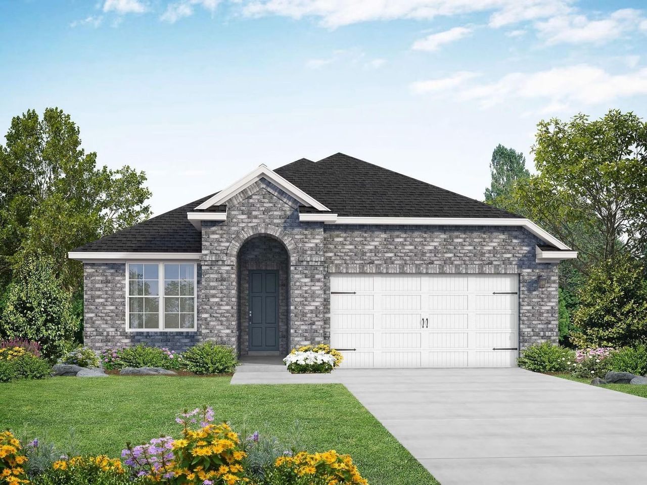 Front exterior of a new home in Windmill Estates, Magnolia, TX, highlighting curb appeal (Image 2).