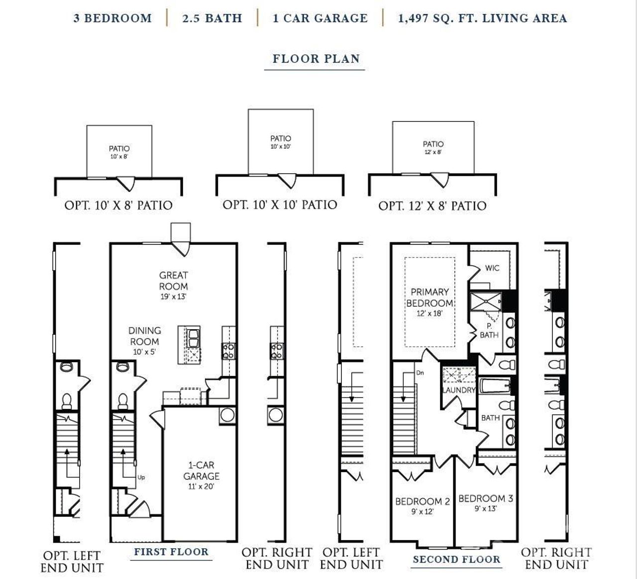2D floor plan layout of this home in Townes at Ribbon Walk, Charlotte, NC (Image 2). 2D floor plan layout of this home in Townes at Ribbon Walk, Charlotte, NC (Image 2).