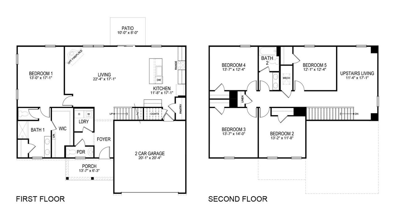 2D floor plan layout of this home in Catlett Cove, Knoxville, TN (Image 2).