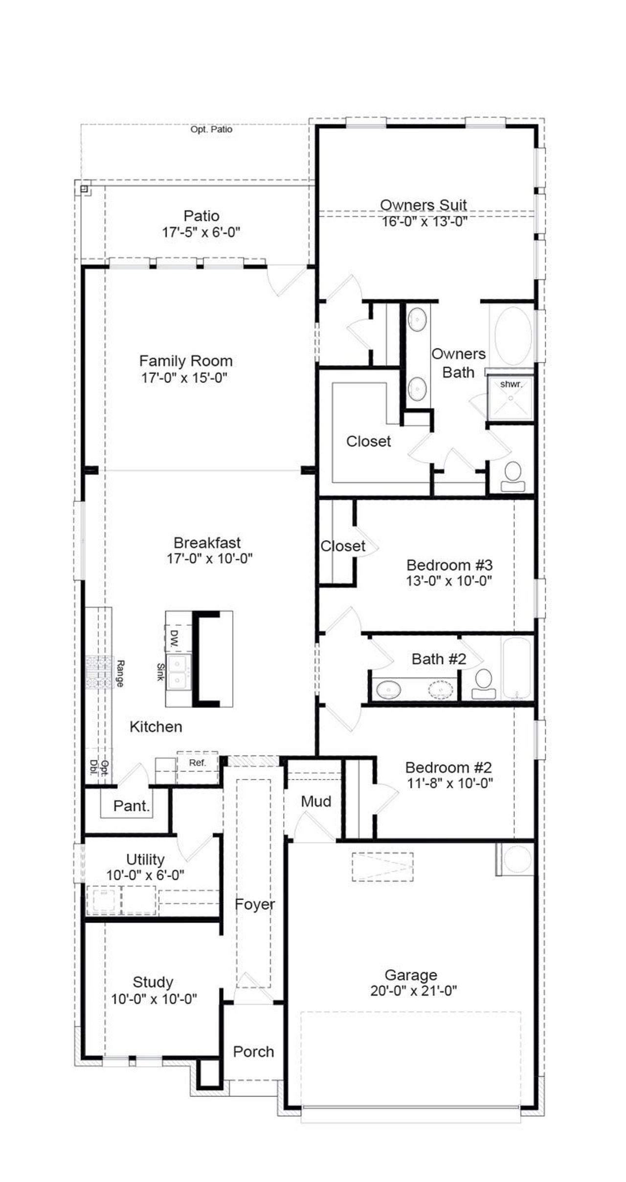 Fairwind floor plan layout, 3 bed, 2 bath, 1 story, 1,909 sq ft