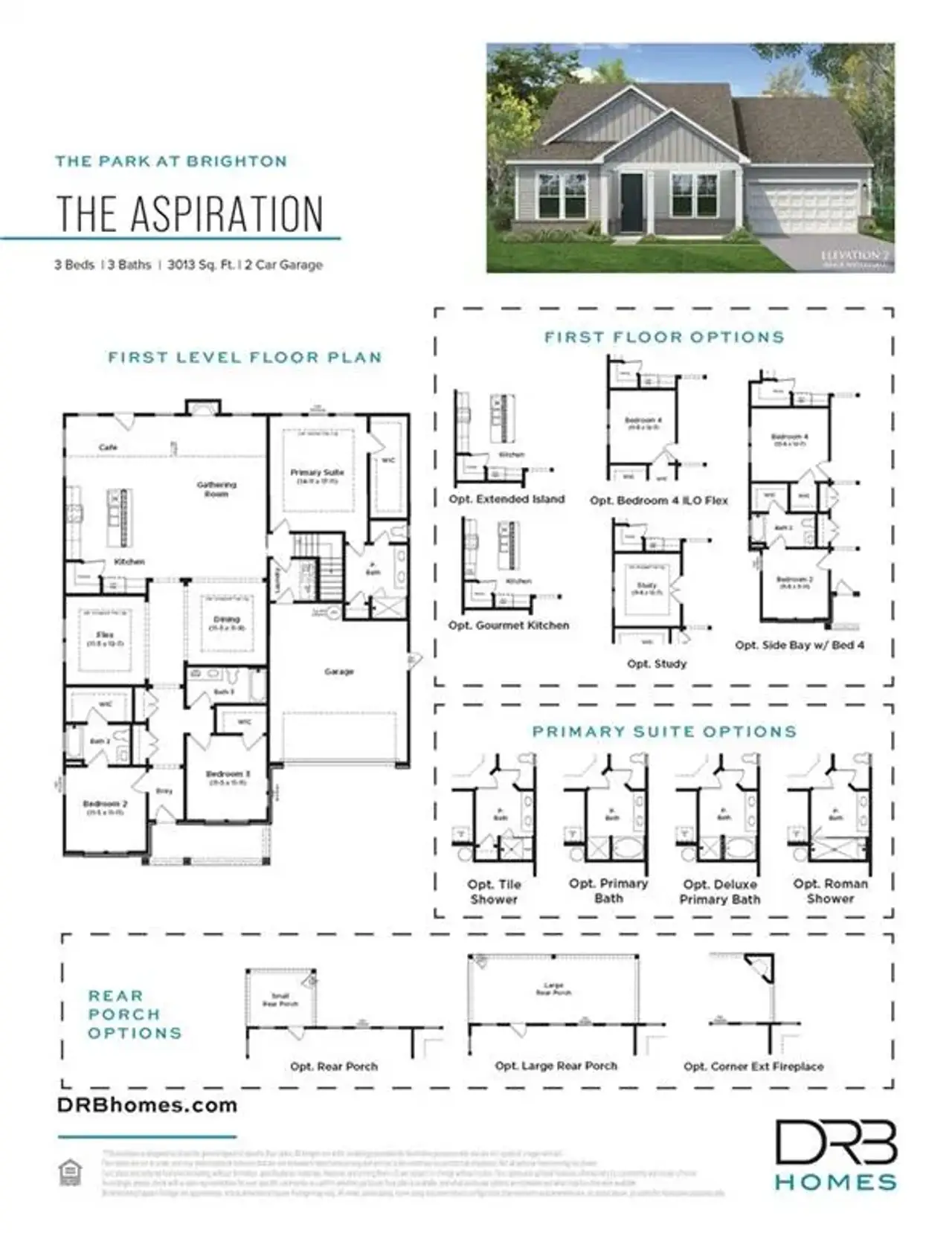 2D floor plan layout of this home in The Park at Brighton, Locust Grove, GA (Image 2).