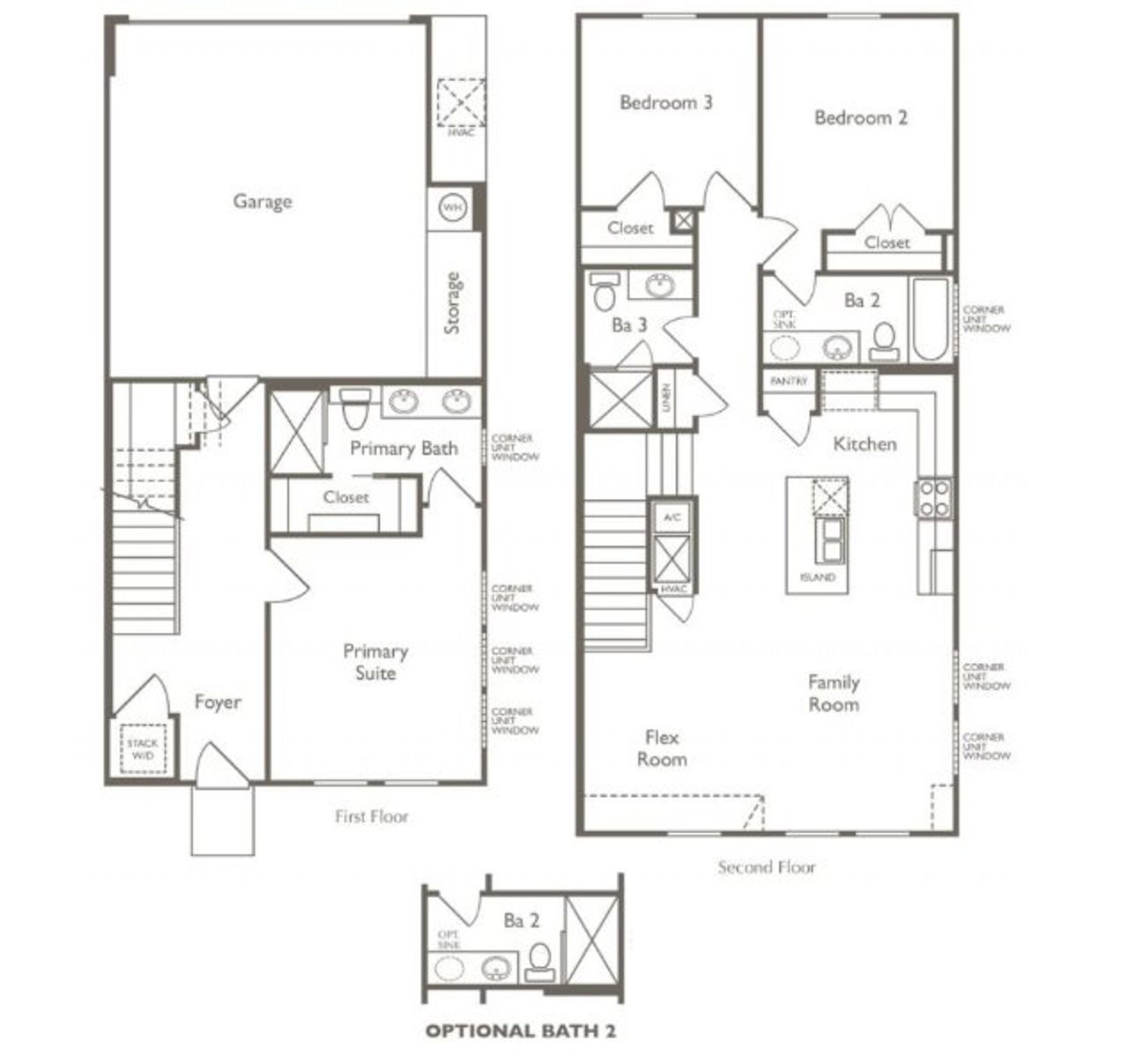 2D floor plan layout of this home in Koenig Townhomes, Austin, TX (Image 2).