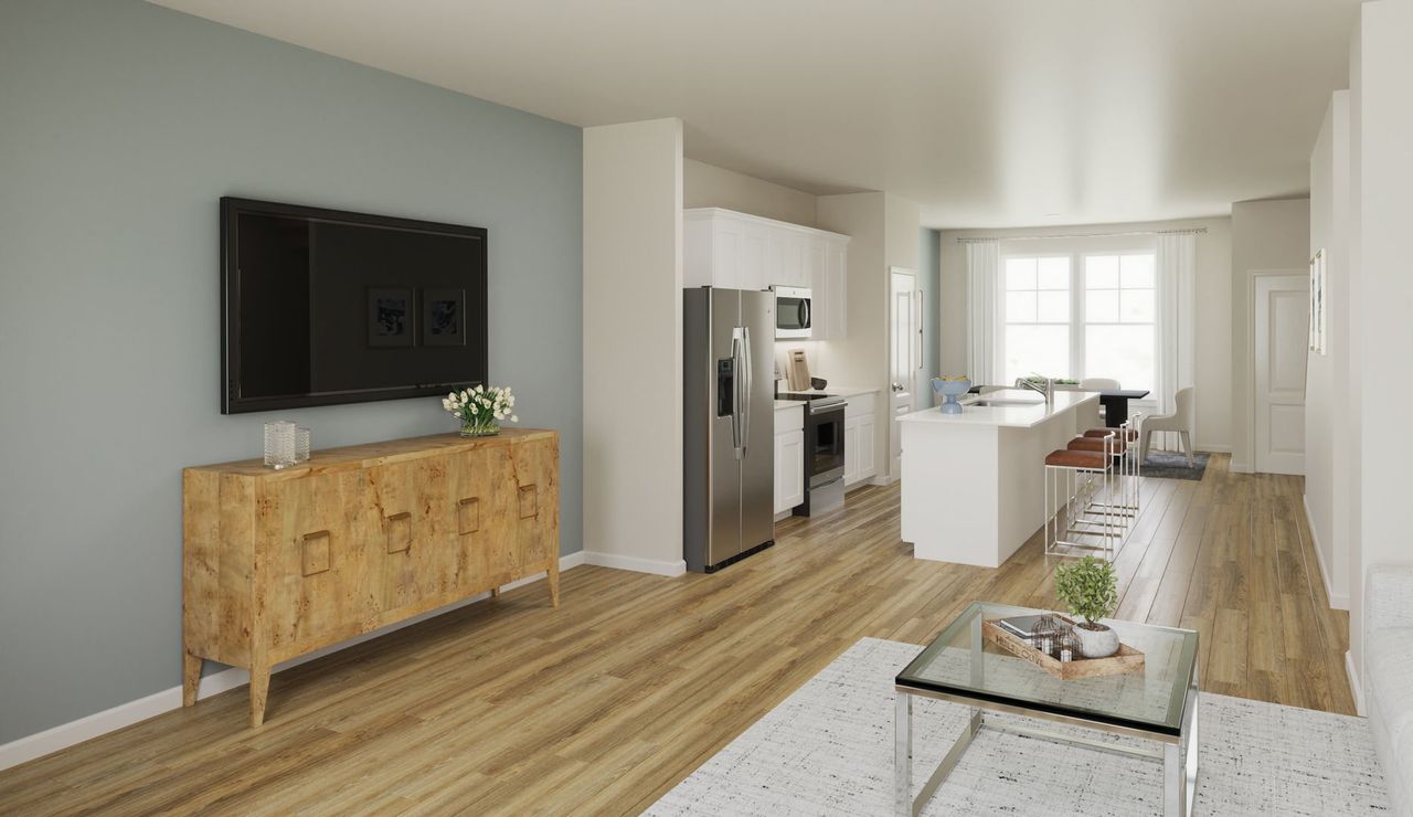 Family Room, Kitchen and Dining Area