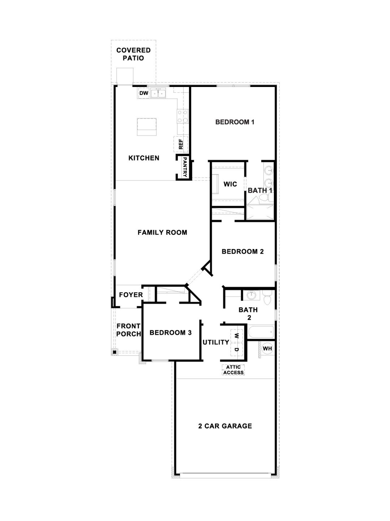 2D floor plan layout of this home in Frontier, Mustang Ridge, TX (Image 2).