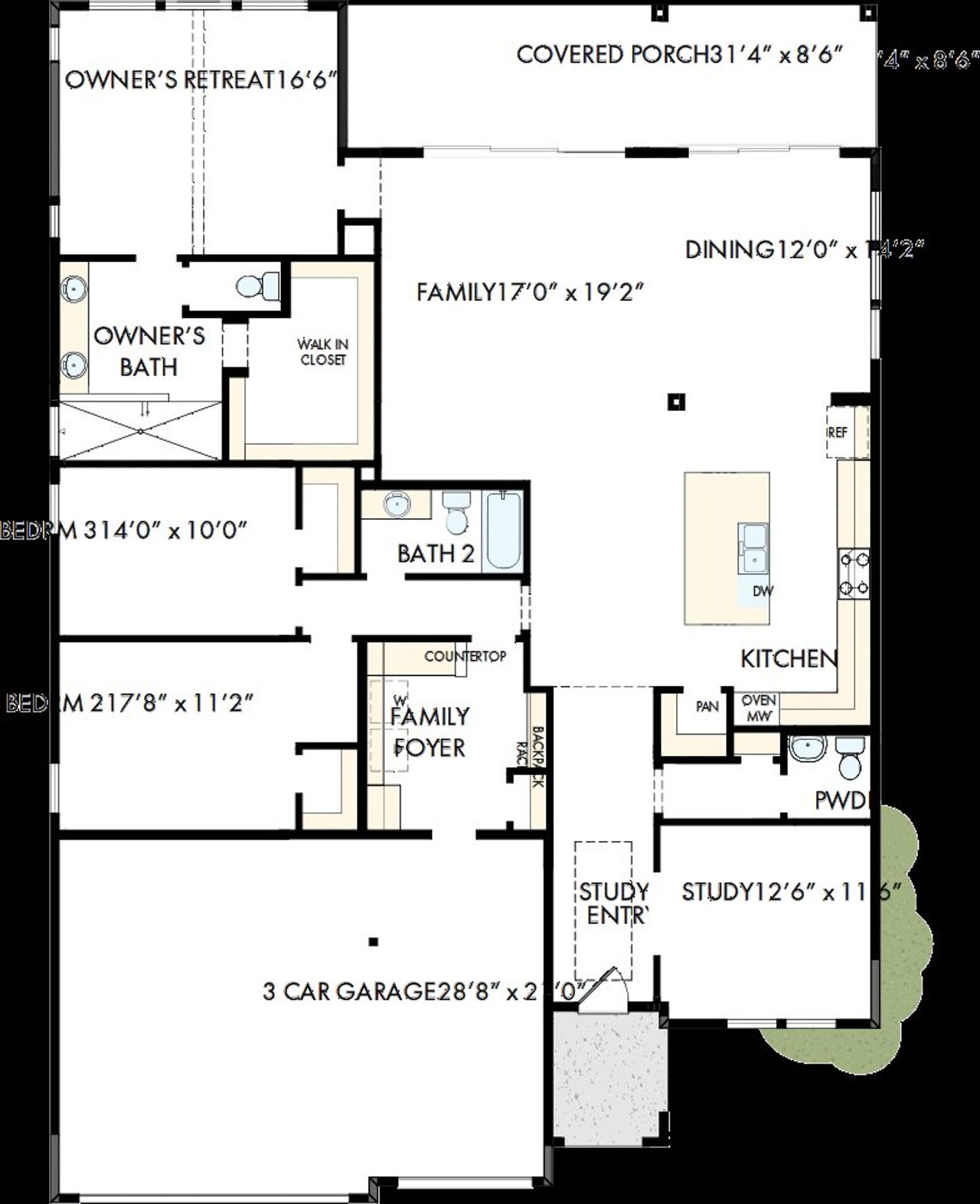 2D floor plan layout of this home in Goodland – Manor Series, Grand Prairie, TX (Image 2).