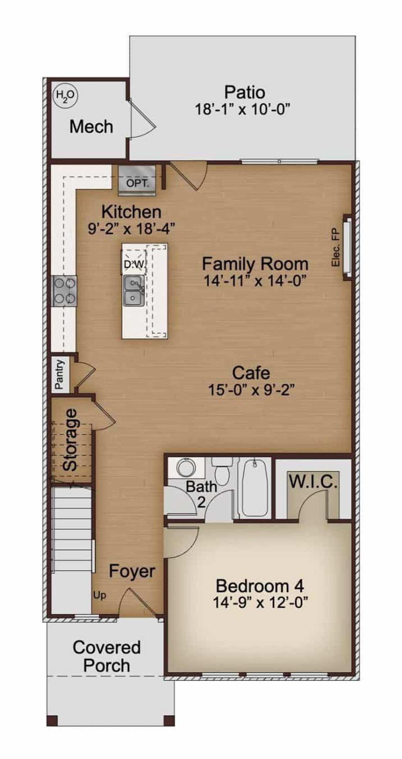 2D floor plan layout of this home in Kinsley, Wake Forest, NC (Image 2).