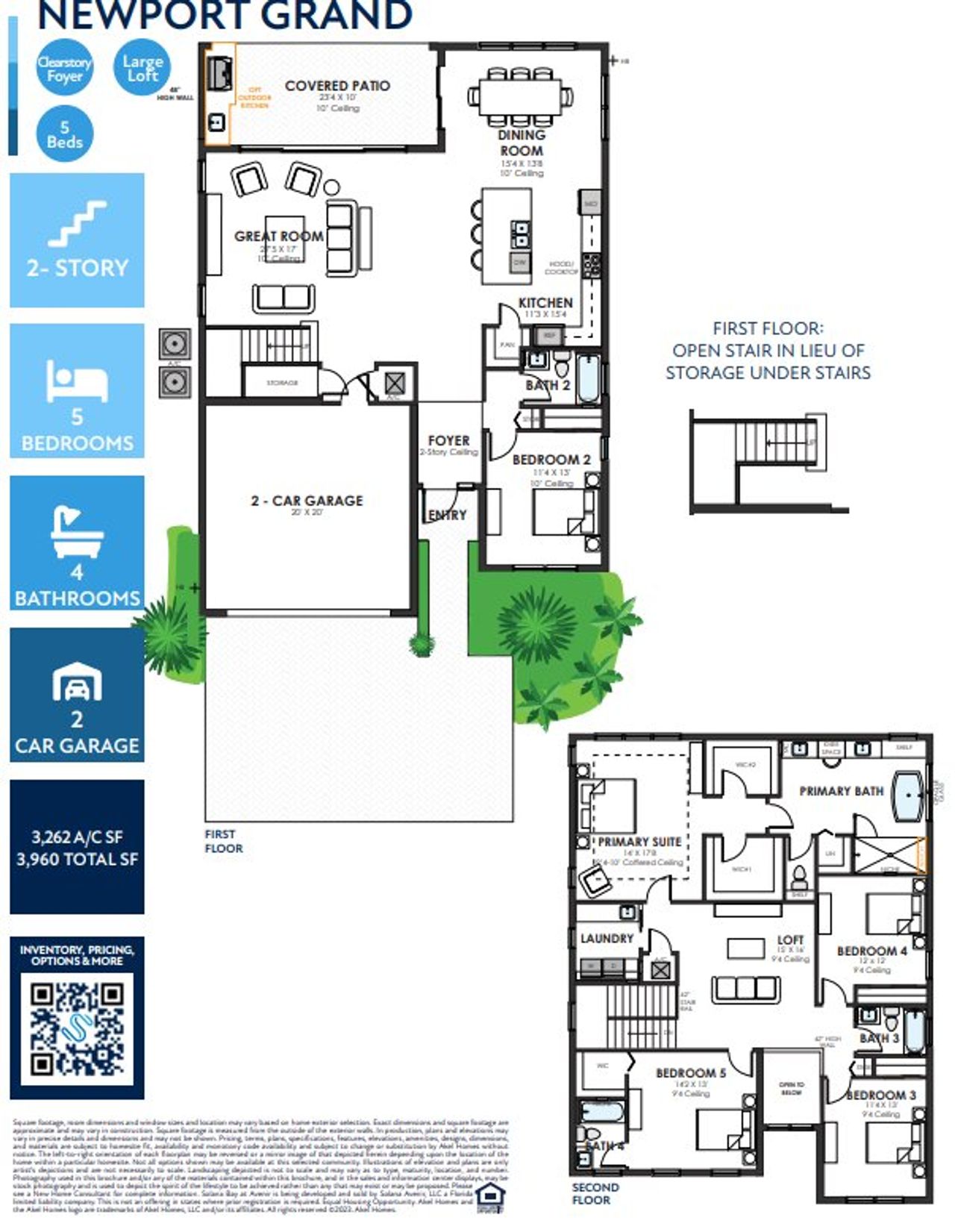 2D floor plan layout of this home in Solana Bay at Avenir, Palm Beach Gardens, FL (Image 2).