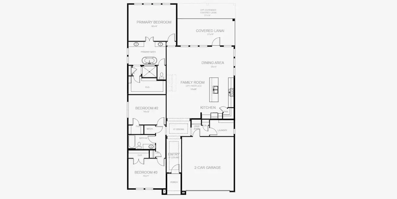 2D floor plan layout of this home in Hyland Trail, Green Cove Springs, FL (Image 2).