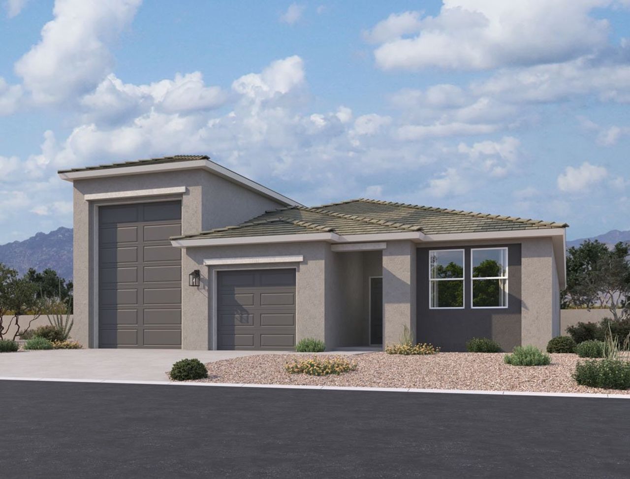 Representative exterior photo of a completed home built from the Opal RV Garage by Ashton Woods in Sol at Amarillo Creek, Maricopa, AZ (Image 2).