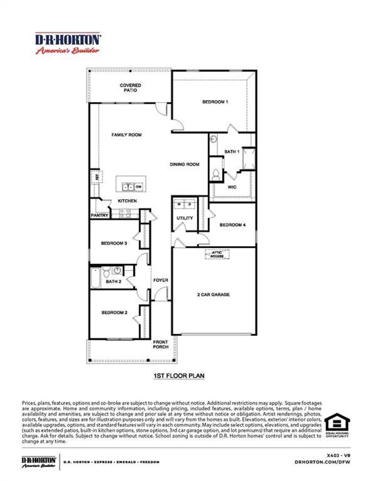 2D floor plan layout of this home in Bear Creek Ranch, Lancaster, TX (Image 2).
