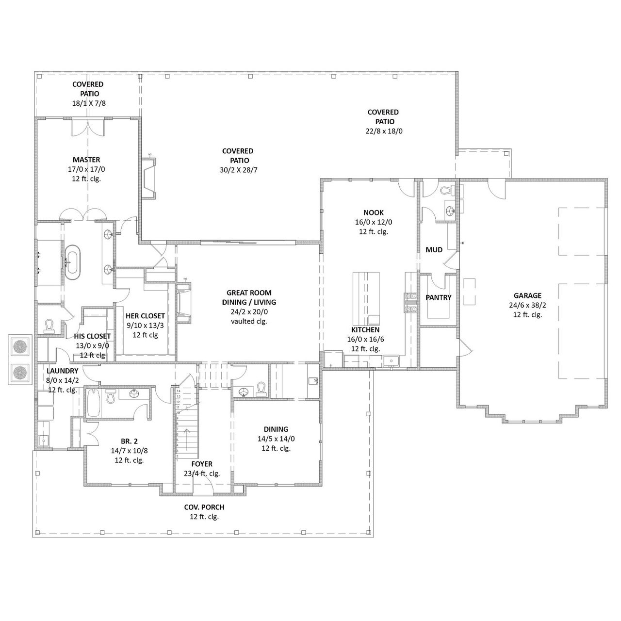 2D floor plan layout for the Ponderosa by Cope Homes in Hidden Valley II, Princeton, TX (Image 2).