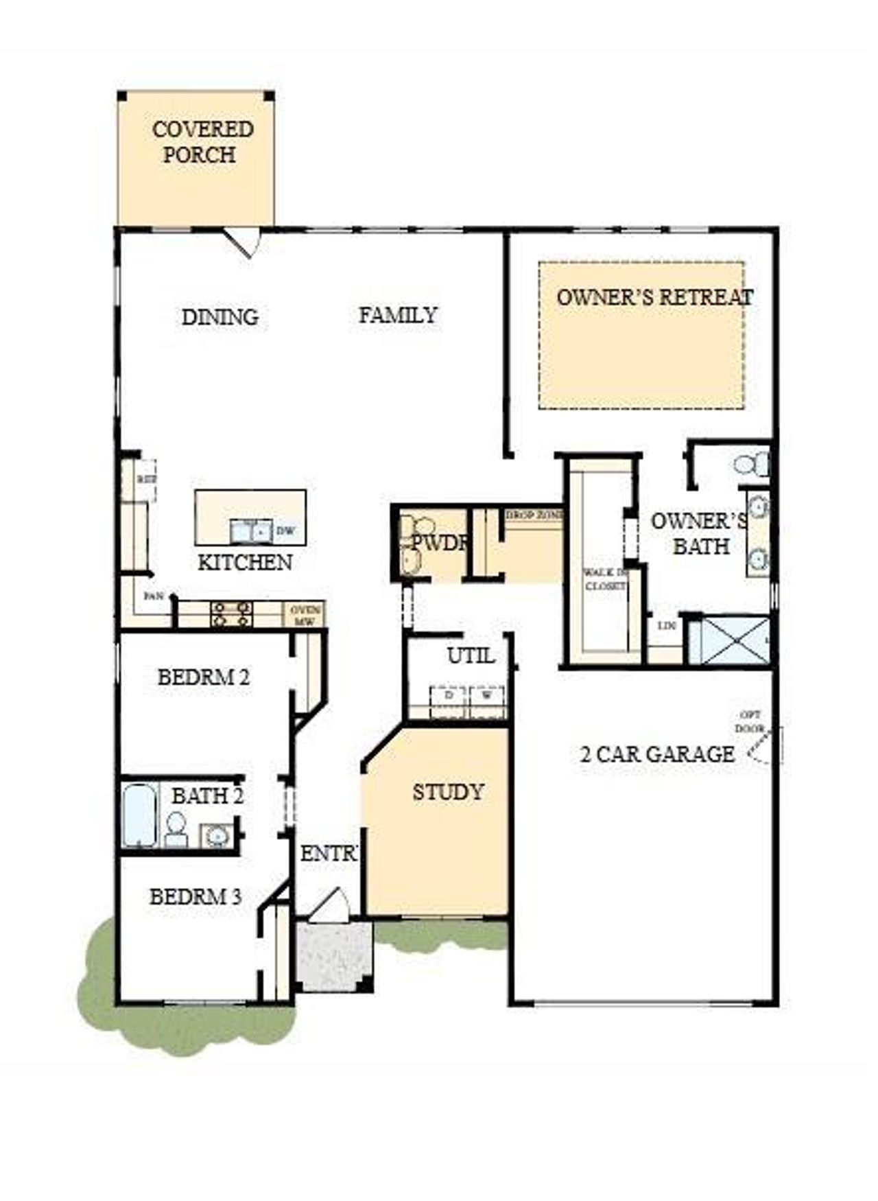 2D floor plan layout of this home in Encore at Harmony, Harrisburg, NC (Image 2).