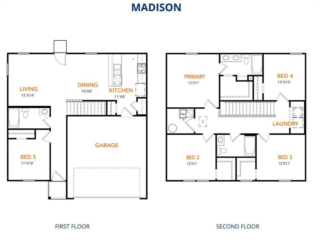 2D floor plan layout of this home in Courtland Place, Cleburne, TX (Image 2).