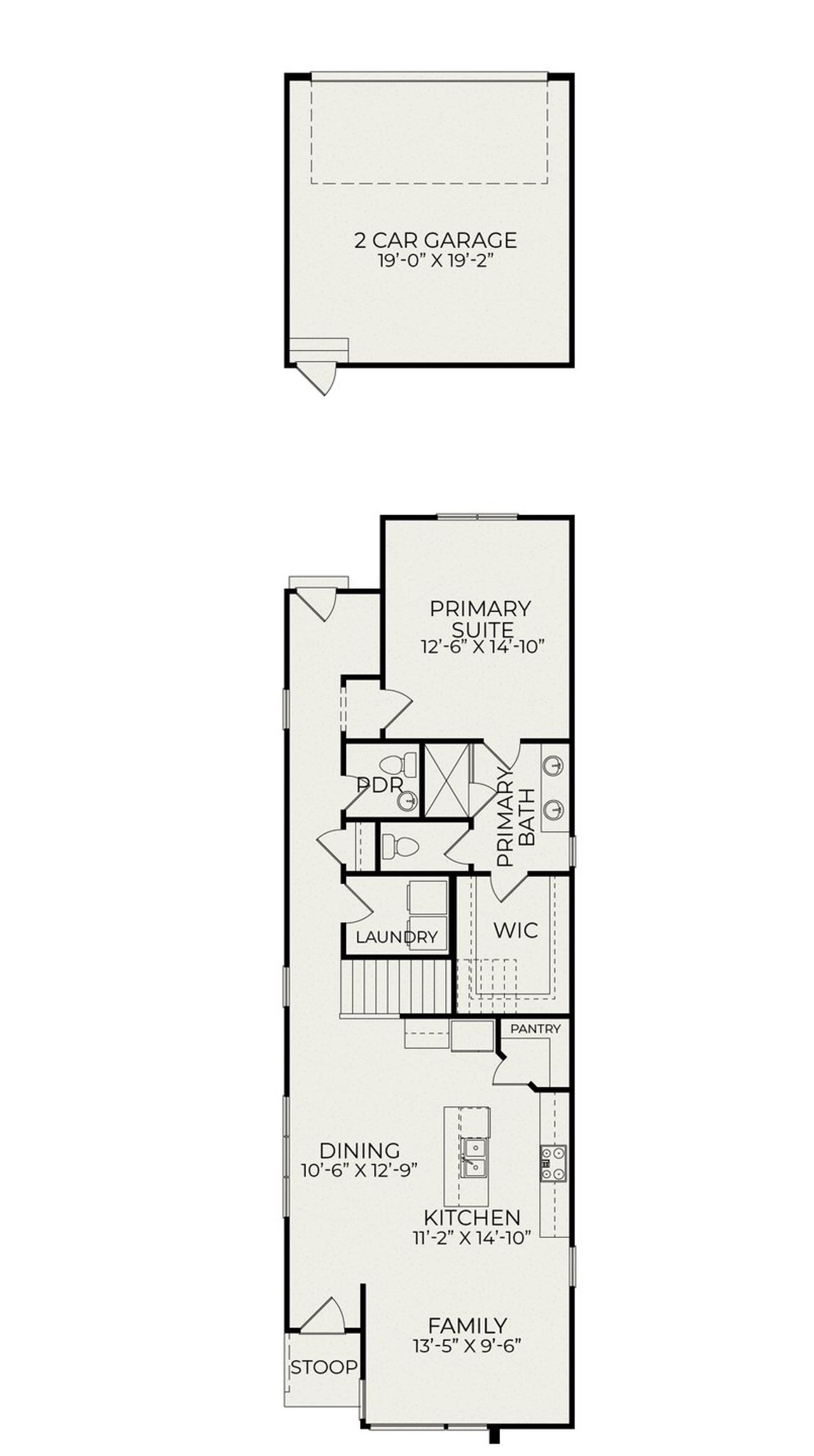 2D floor plan layout for the Alder B by Homes by Dickerson in Chatham Park, Pittsboro, NC (Image 2). 2D floor plan layout for the Alder B by Homes by Dickerson in Chatham Park, Pittsboro, NC (Image 2).