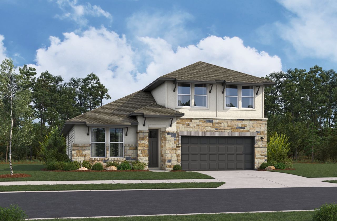 Representative exterior photo of a completed home built from the Berkshire by Beazer Homes in Legacy Hills, Mico, TX (Image 2).