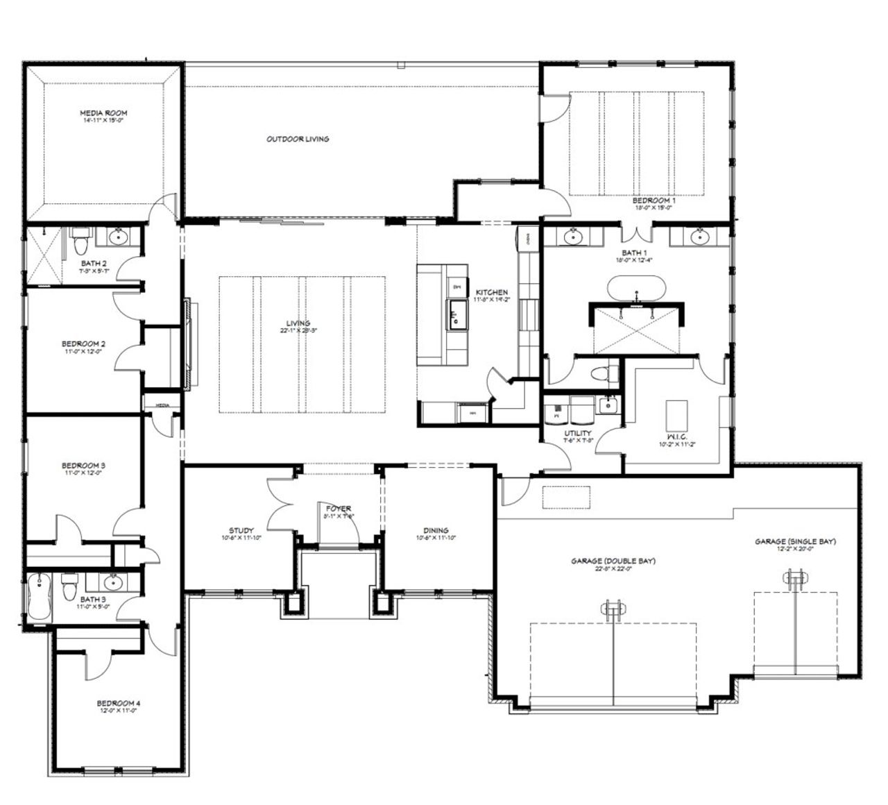 2D floor plan layout of this home in Bella Charca, Nolanville, TX (Image 2).