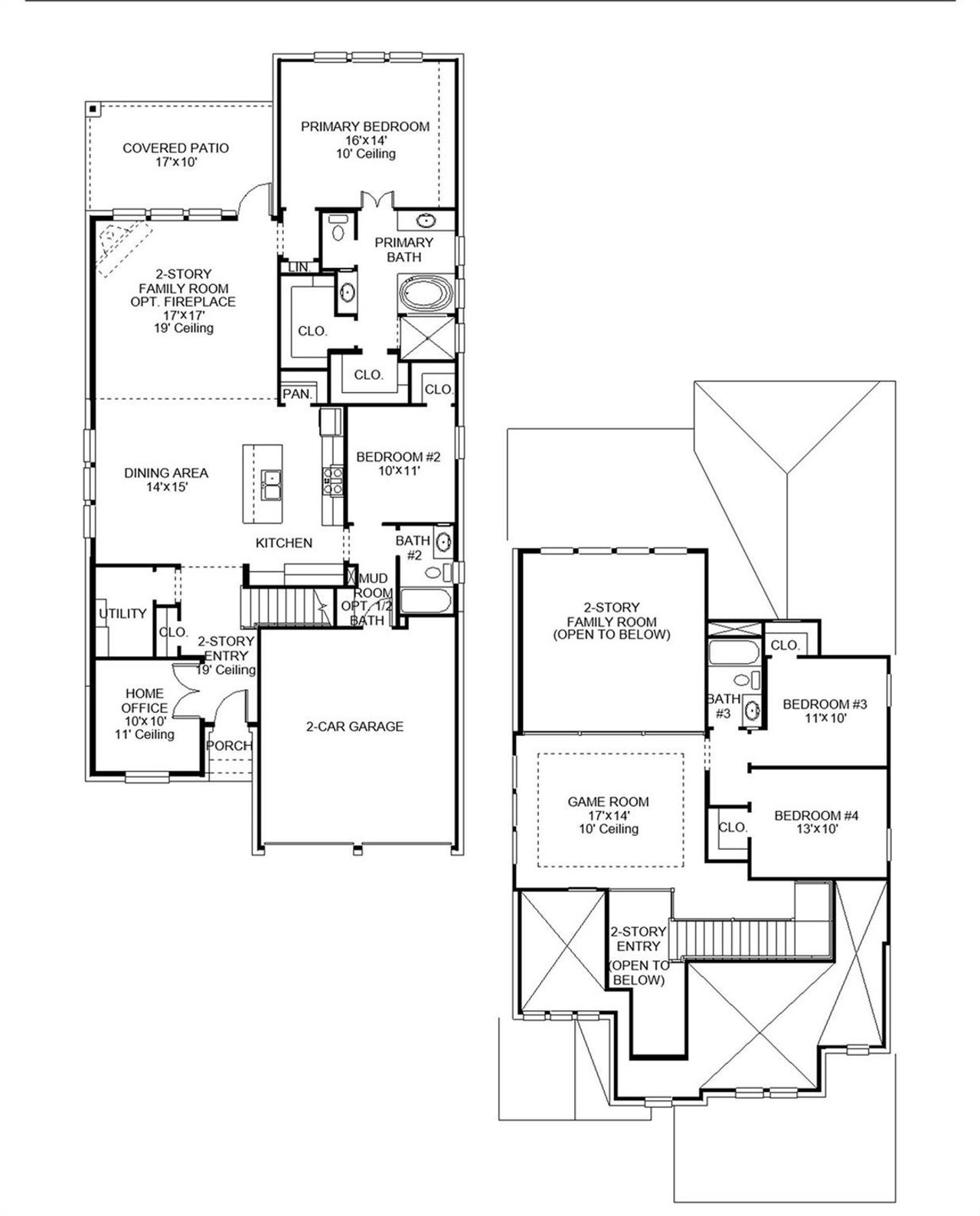 2D floor plan layout of this home in Lariat 45', Liberty Hill, TX (Image 2).