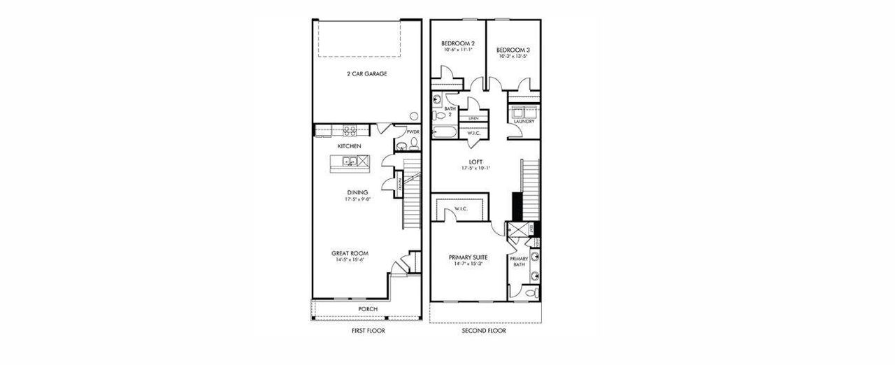 2D floor plan layout of this home in Crossrail Station, Mooresville, NC (Image 2).