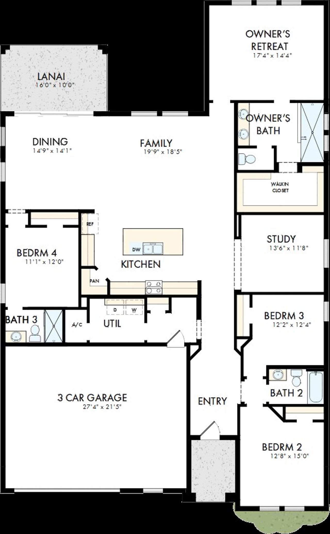 2D floor plan layout of this home in Southwind – Executive Series, Plant City, FL (Image 2).