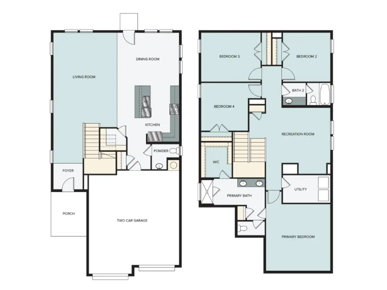 2D floor plan layout of this home in Clear Creek, Round Rock, TX (Image 2).