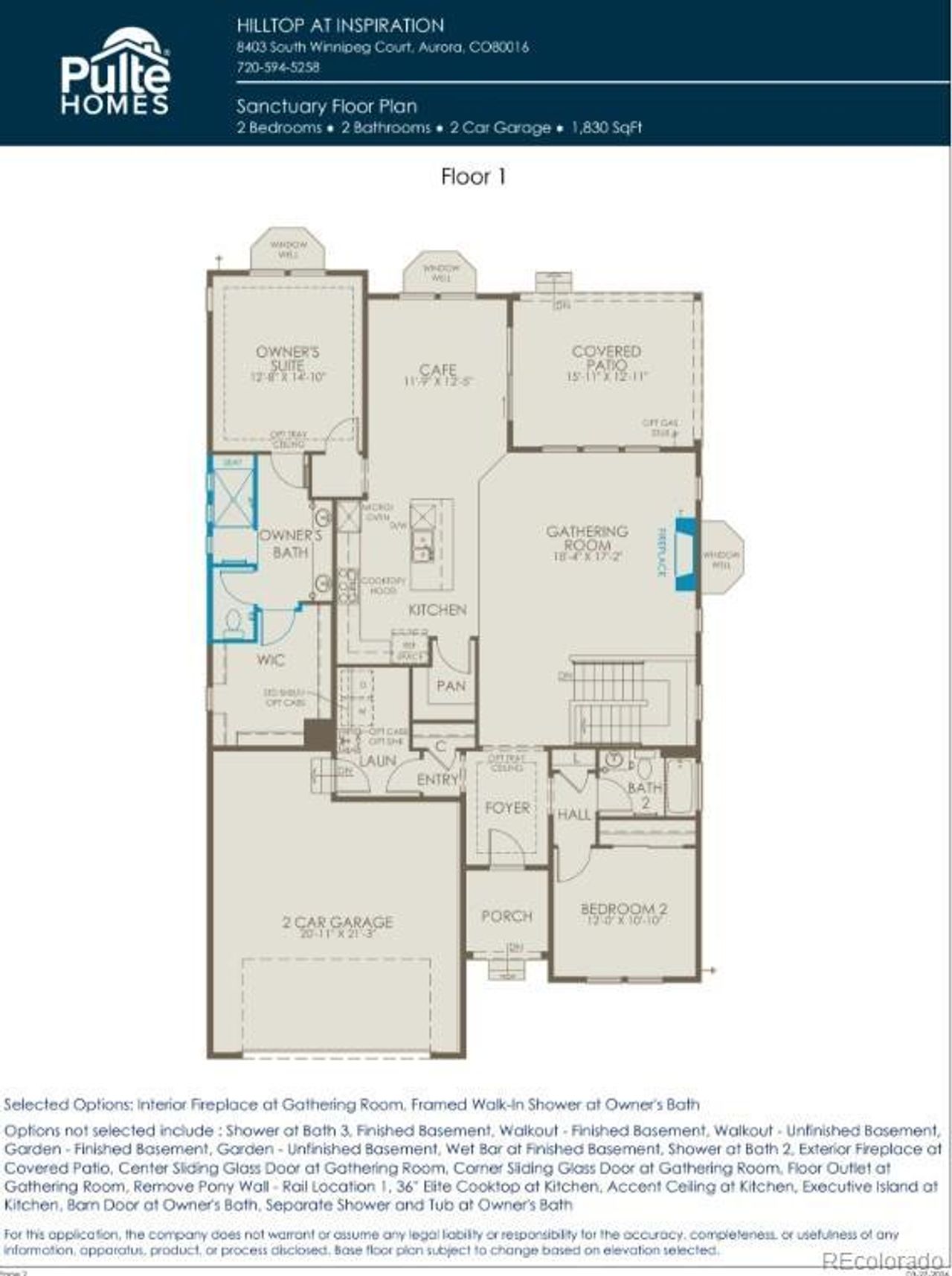 2D floor plan layout of this home in Hilltop at Inspiration, Aurora, CO (Image 2).