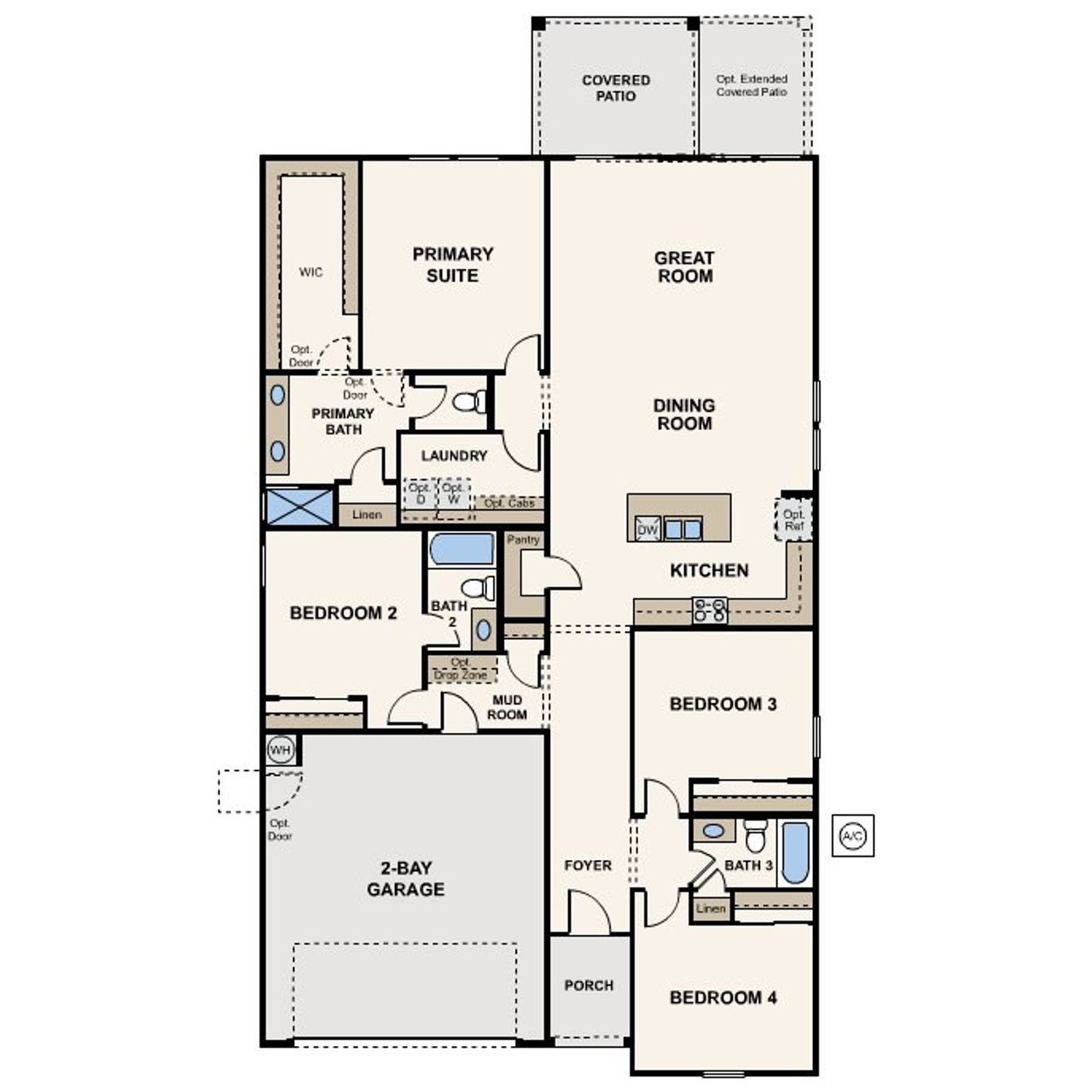 2D floor plan layout for the Plan 1 by Century Communities in The Crest Collection, Apache Junction, AZ (Image 2).
