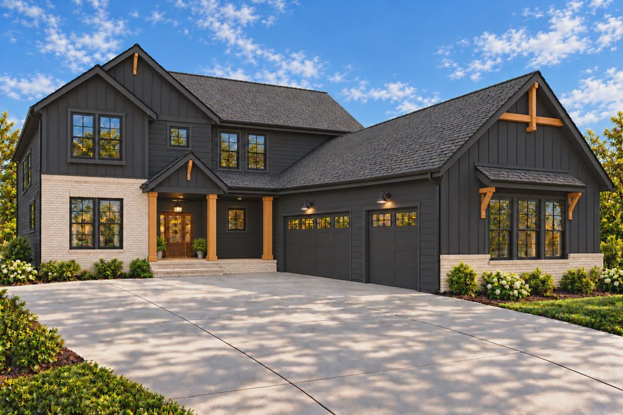 Front exterior of a new home in The Tate Reserve, Springfield, TN, highlighting curb appeal (Image 2).