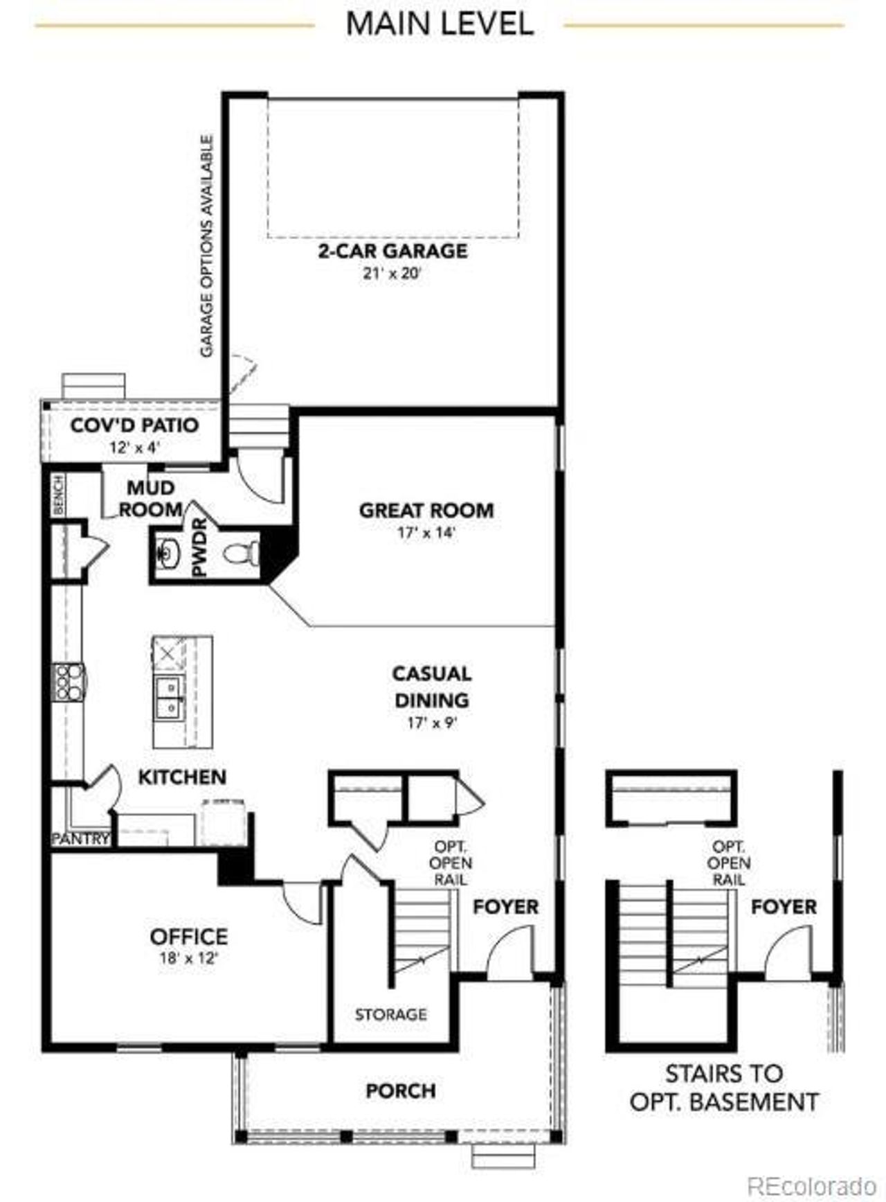 2D floor plan layout of this home in Windler Single Family Homes, Aurora, CO (Image 2).