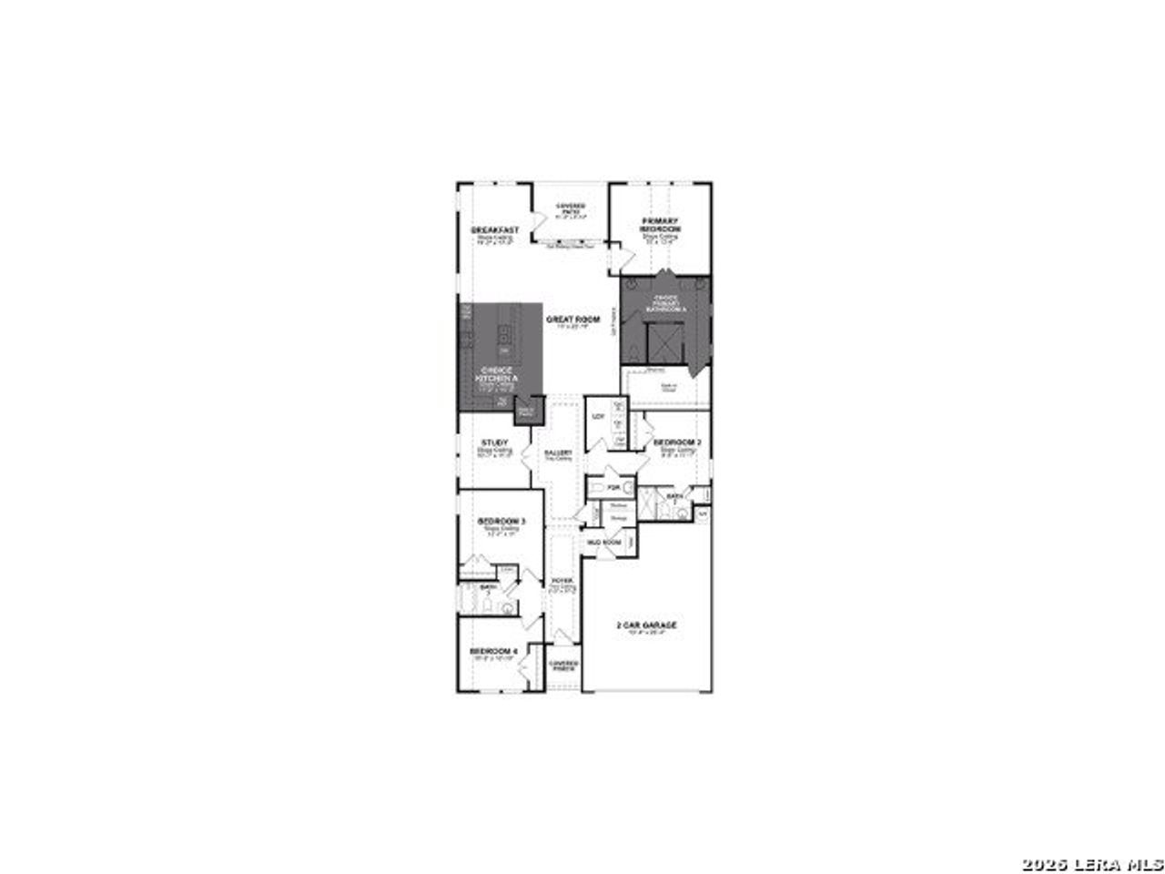 2D floor plan layout of this home in Flat Creek, Castroville, TX (Image 2).