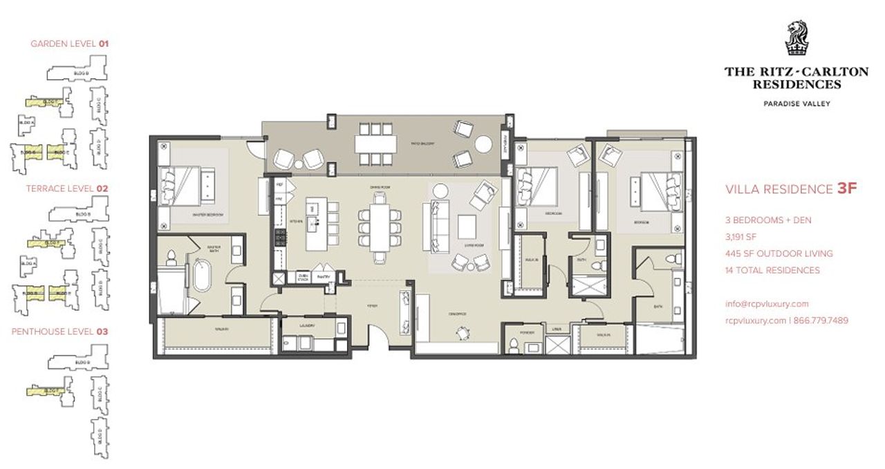 2D floor plan layout for the RC-1 by Five Star Development in The Ritz-Carlton Residences Paradise Valley, Paradise Valley, AZ (Image 2).
