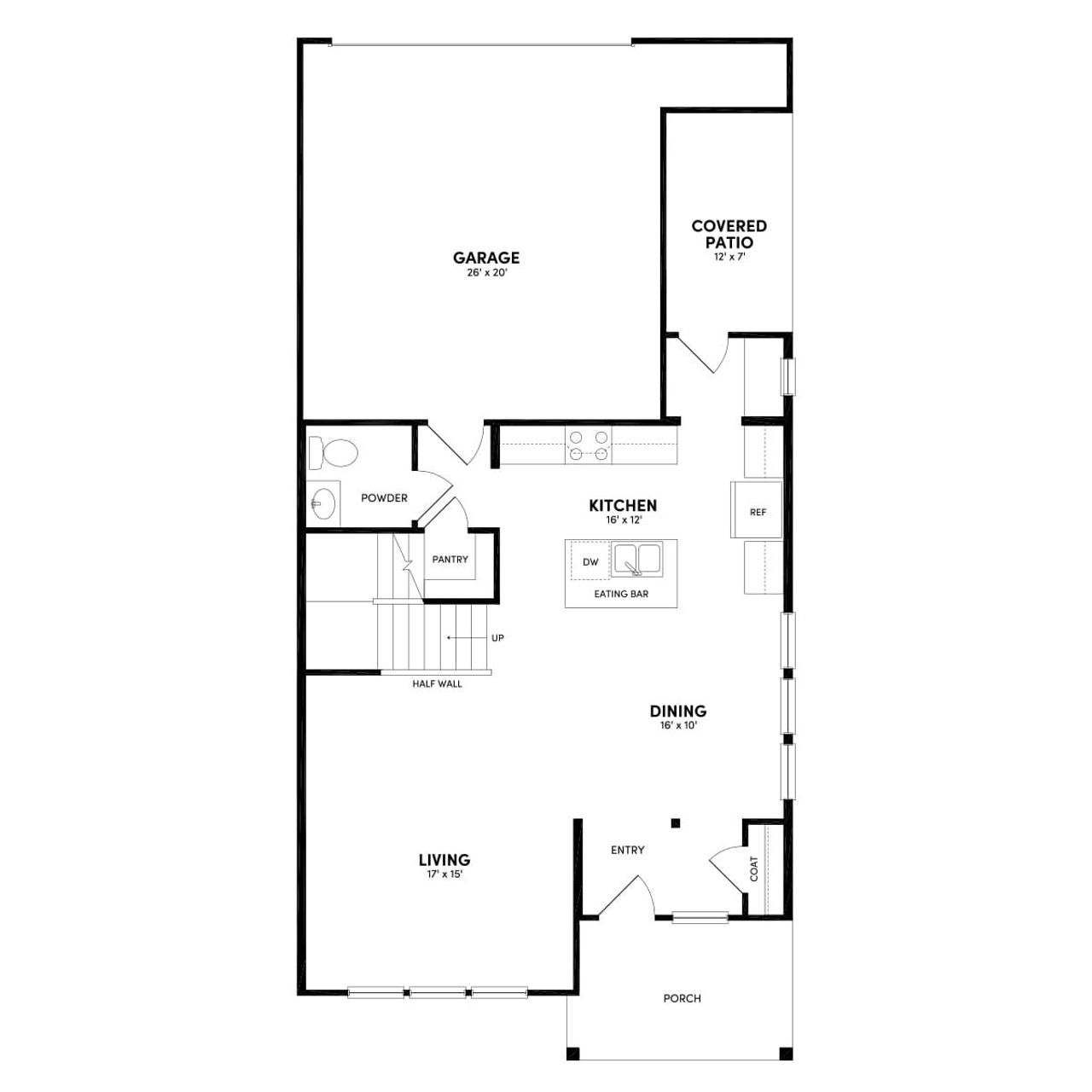 2D floor plan layout of this home in Urban Homes at Easton Park, Austin, TX (Image 2).