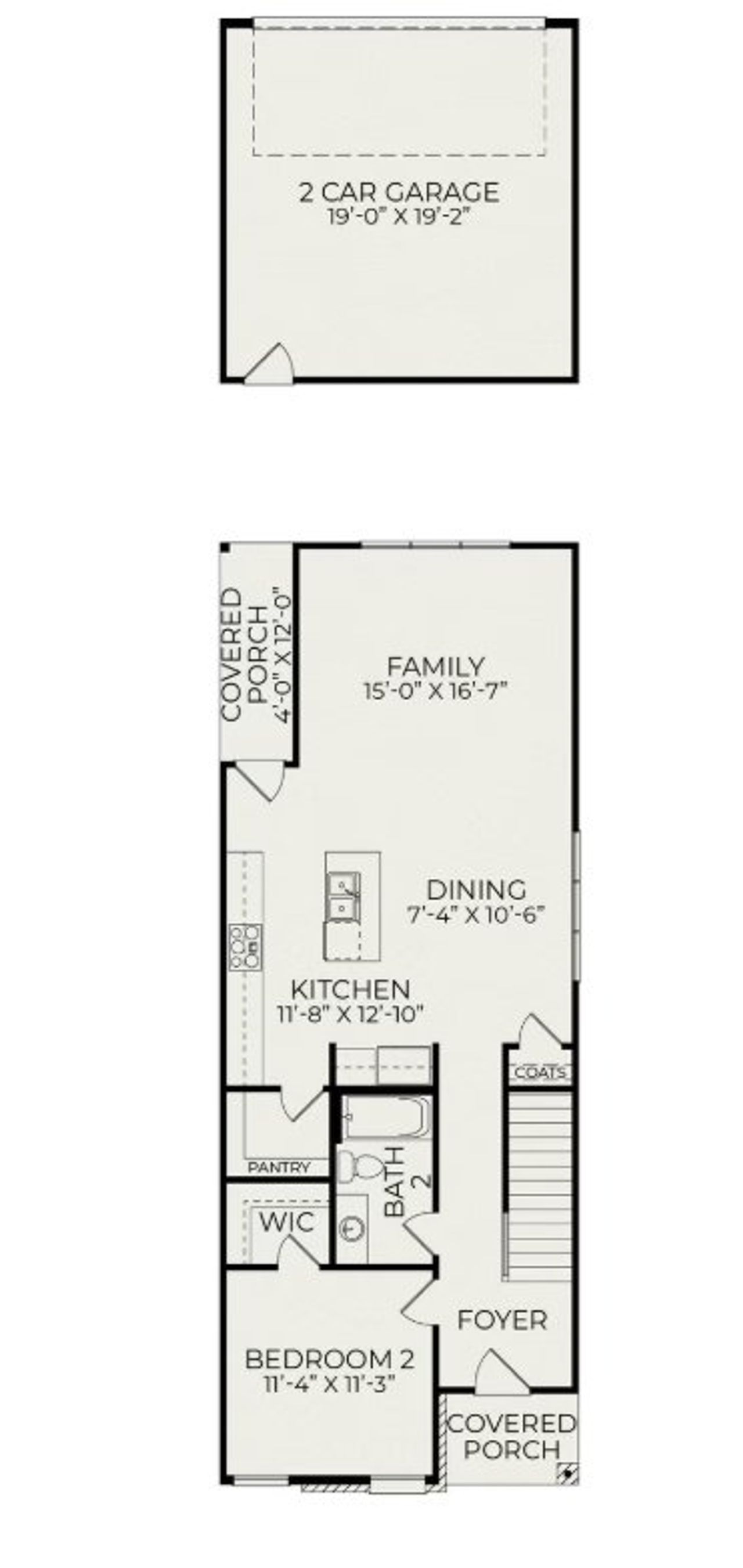2D floor plan layout for the Ember B by Homes by Dickerson in NoVi Chatham Park, Pittsboro, NC (Image 2). 2D floor plan layout for the Ember B by Homes by Dickerson in NoVi Chatham Park, Pittsboro, NC (Image 2).