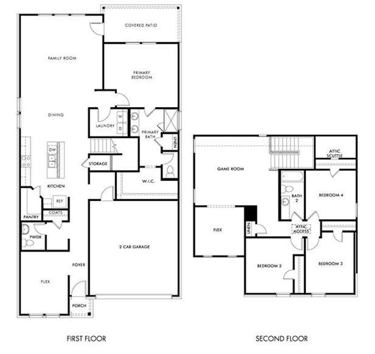 2D floor plan layout of this home in Tesoro at Chisholm Trail Ranch, Crowley, TX (Image 2).