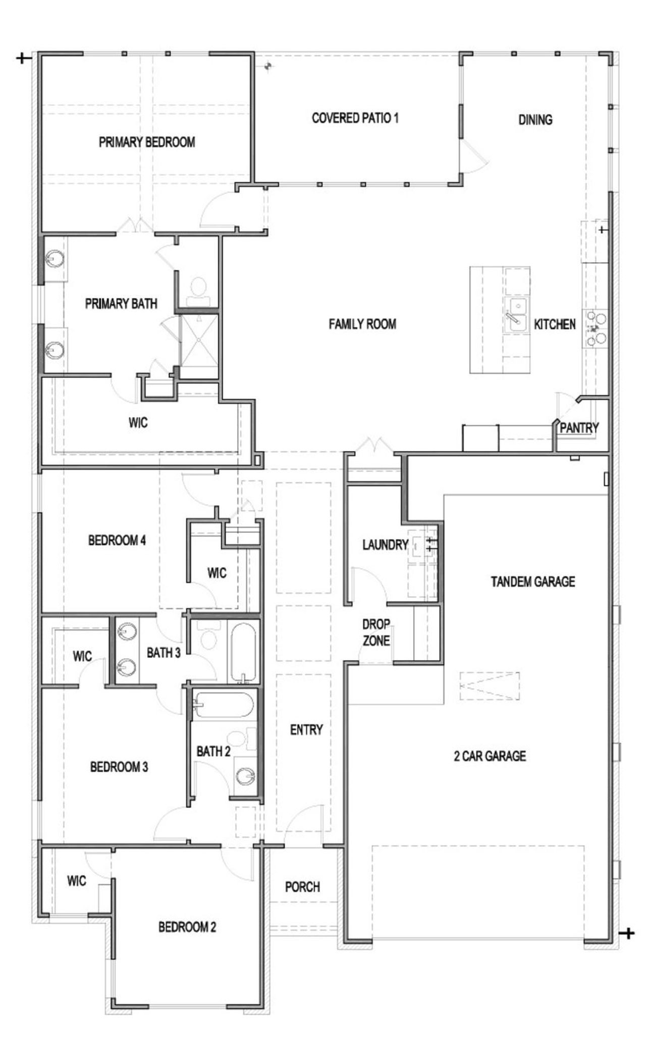 2D floor plan layout of this home in Foxbrook, Cibolo, TX (Image 2).