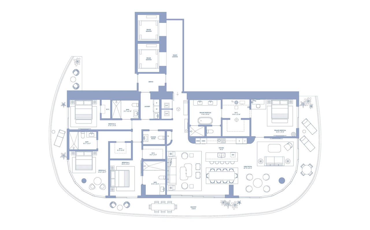2D floor plan layout for the 01 Lvl 62-78 by Mast Capital in Cipriani Residences Miami, Miami, FL (Image 2).