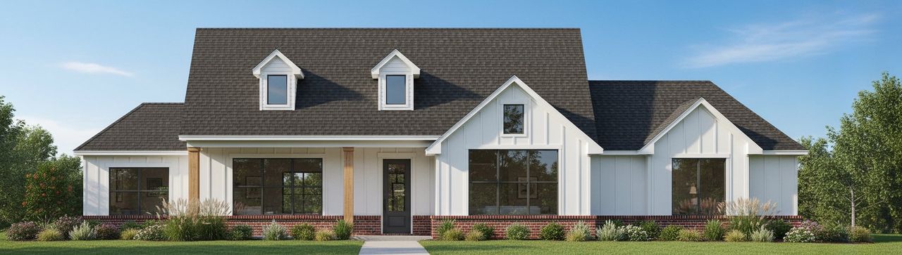 Representative exterior photo of a completed home built from the The Aster by Kenmark Homes in Zion Valley, Poolville, TX (Image 2).