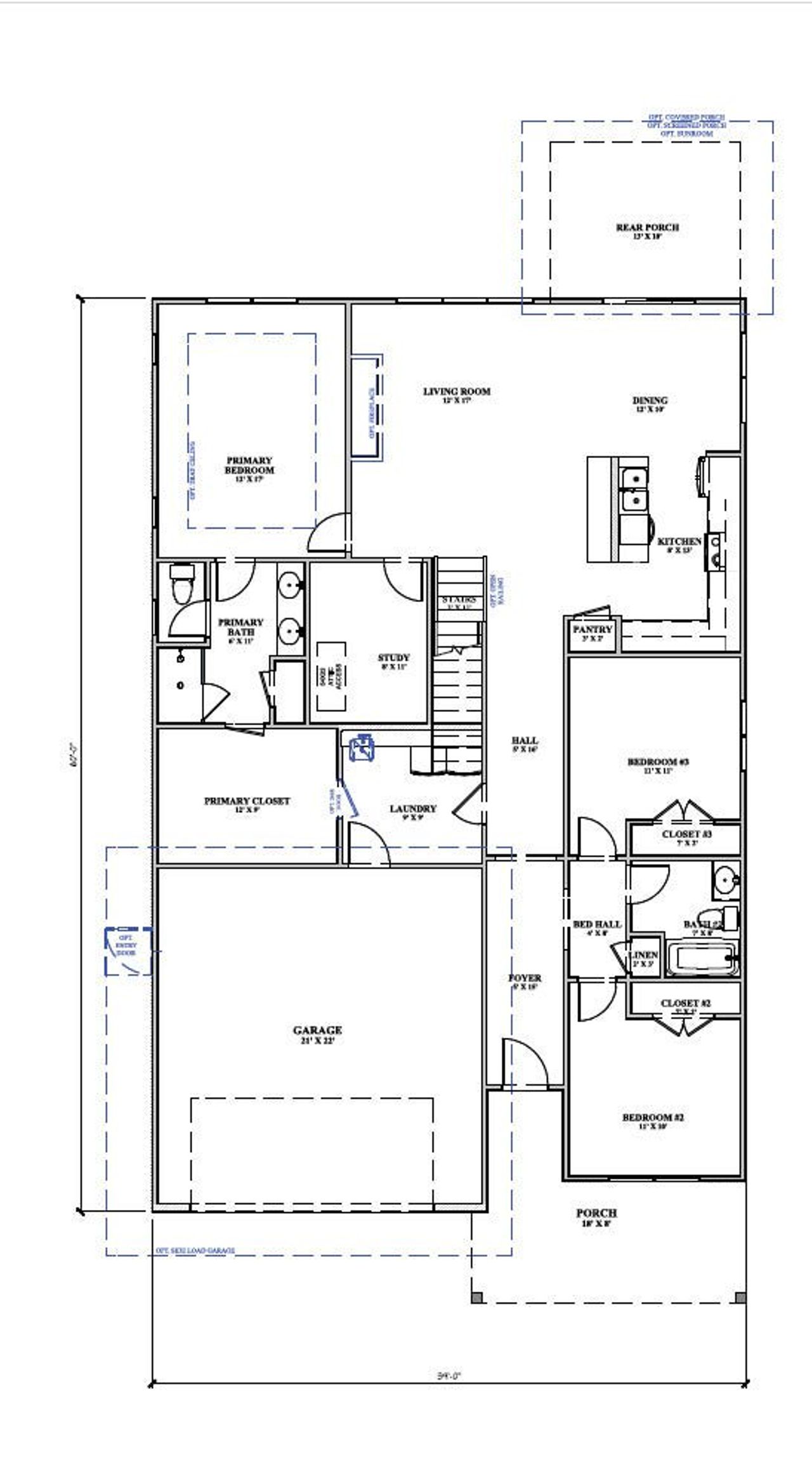 2D floor plan layout for the Julian by New Leaf Builders in Vineyard Lakes, Johns Island, SC (Image 2).